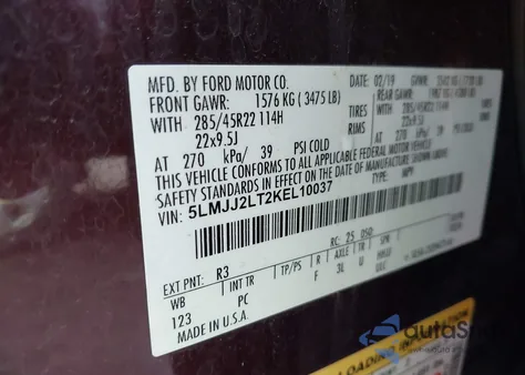 2019 Lincoln Navigator Reserve from USA, damaged, VIN 5LMJJ2LT2KEL10037